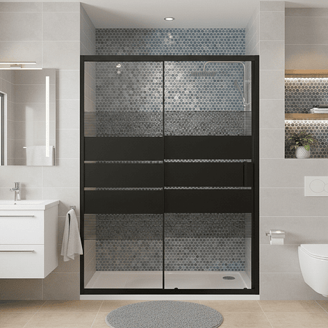 Mampara Ajustable de Ducha Style 140-160 cm Líneas negras (2 Vidrios) 4