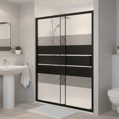 Mampara Ajustable de Ducha Style 140-160 cm Líneas negras (2 Vidrios) 3