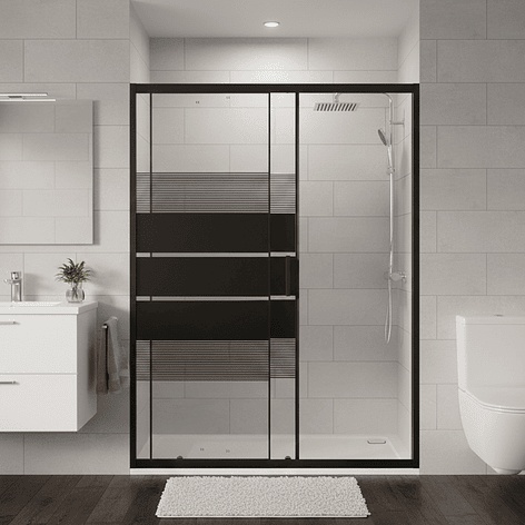 Mampara Ajustable de Ducha Style 140-160 cm Líneas negras (2 Vidrios) 2