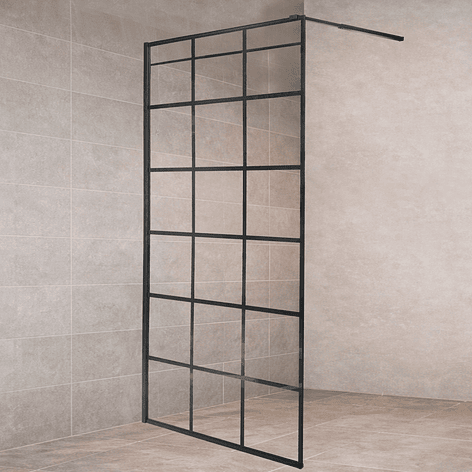 Mampara Fija de Baño Cuadros Negros Joytek 190×90 cm Vidrio Templado 8 mm 3