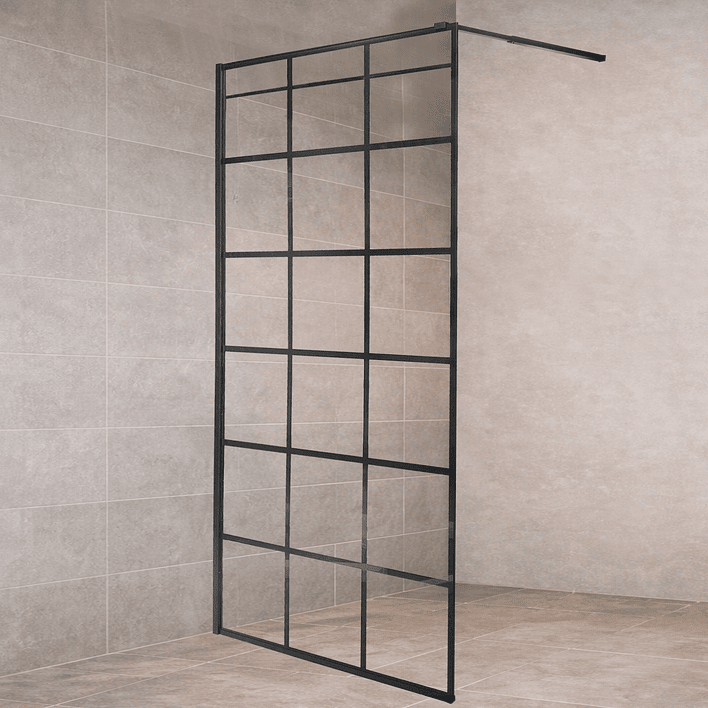 Mampara Fija de Baño Cuadros Negros Joytek 190×90 cm Vidrio Templado 8 mm 3