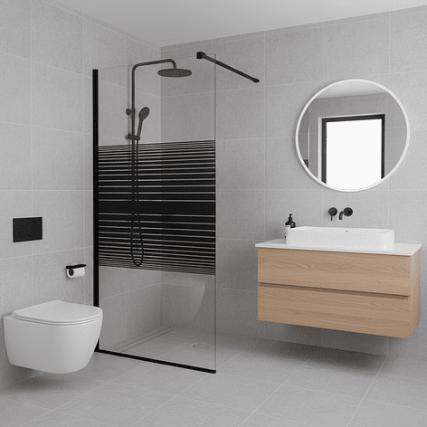 Mampara Fija de Baño Strava Negra Joytek 190×90 cm Vidrio Templado 8 mm 1