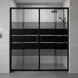 Mampara Ajustable de Ducha Style 160-180 cm Líneas Negras (4 Vidrios)