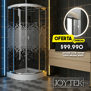 Shower Door Joytek Curvo Mosaic White 80x80x195cm (Incluye Receptáculo)