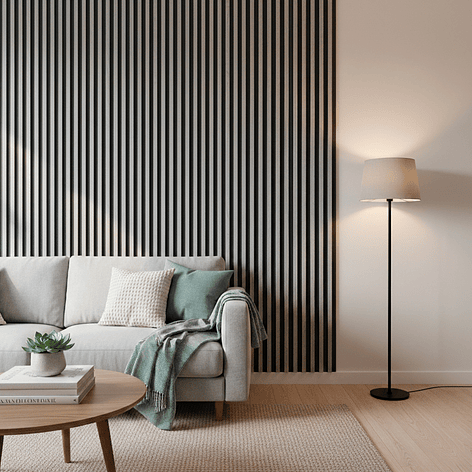 Caja Wall Panel PVC Bicolor Negro Gris 240x16 cm 3.84 m² (10 Paneles) 3