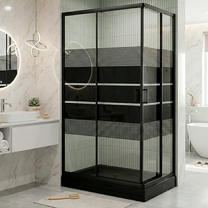 Shower Rectangular Style Negro 120x80x198cm (Incluye Receptáculo)