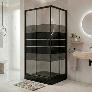 Shower Rectangular Style Negro 100x80x198cm (Incluye Receptáculo)