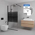 Mampara Fija de Baño Strava Negra Joytek 190x90 cm Vidrio Templado 8 mm