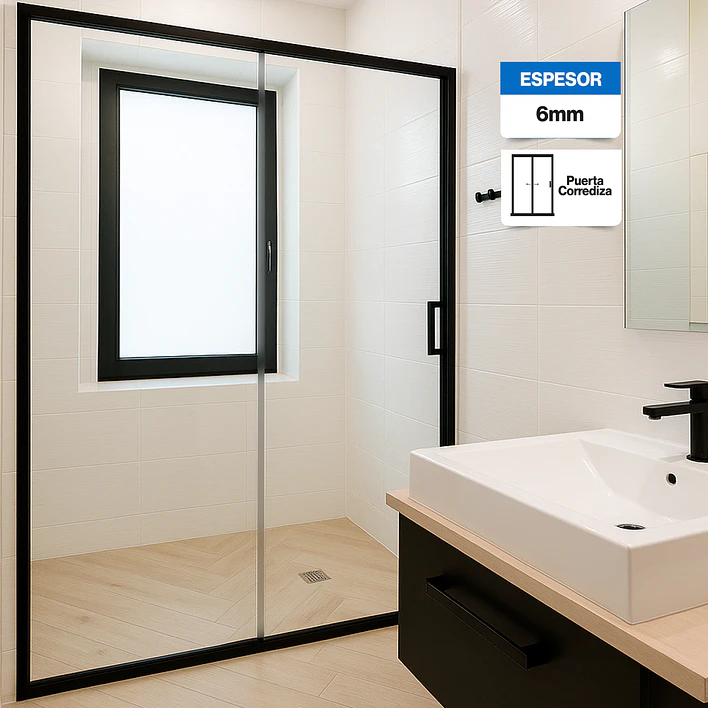 Mampara Ajustable de Ducha LENS 160-180 cm Transparente/Negro 1