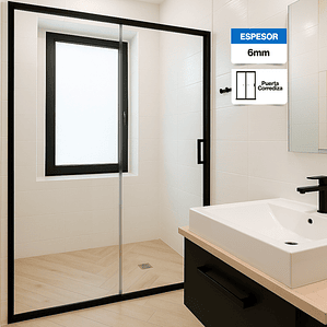 Mampara Ajustable de Ducha LENS 160-180 cm Transparente/Negro