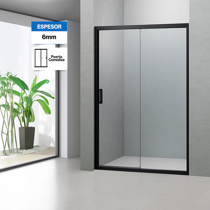 Mampara Ajustable de Ducha LENS 120-140 cm Transparente/Negro  (2 Vidrios) 1