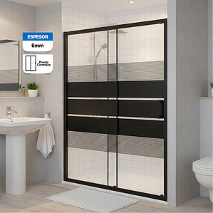 Mampara Ajustable de Ducha Style 140-160 cm Líneas negras (2 Vidrios)