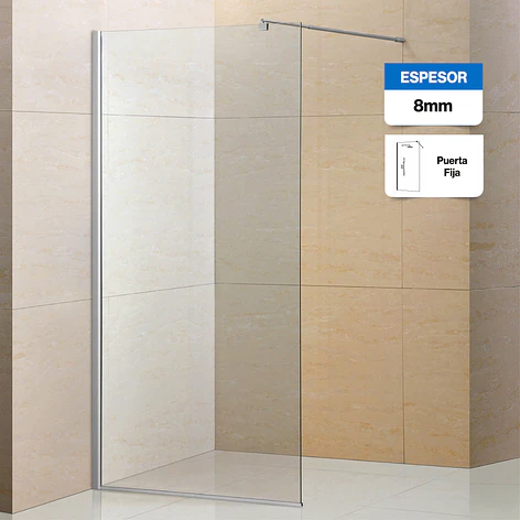 Mampara Fija de Baño Joytek 190x110 cm Vidrio Templado Transparente 8 mm 1