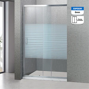 Mampara Ajustable de Ducha Strava 120-140 cm Líneas blancas (2 Vidrios)