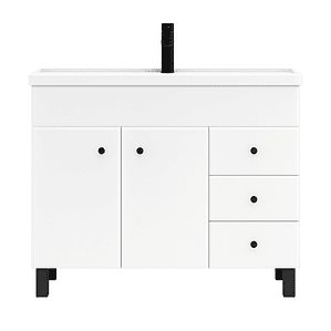 Mueble Vanitorio Blanco con Patas + Cubierta de Loza Semi Plana 100x47x80 cm