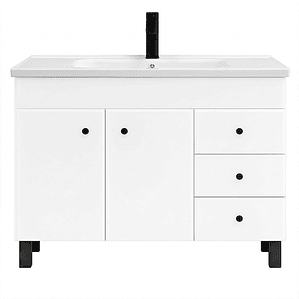 Mueble Vanitorio Blanco con Patas + Cubierta de Loza Plana 120x47x80 cm