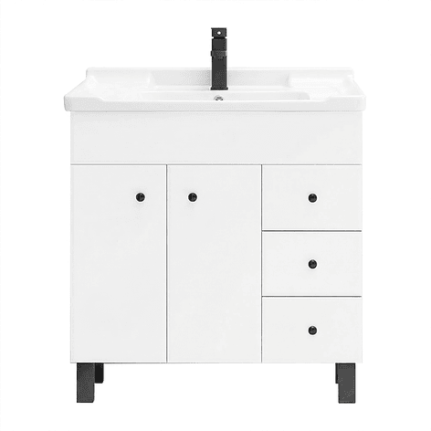 Mueble Vanitorio Blanco con Patas + Cubierta de Loza 856 Relieve 80x47x80 cm 1