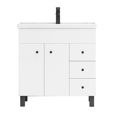 Mueble Vanitorio Blanco con Patas + Cubierta de Loza Semi Plana 80x47x80 cm 1