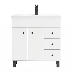 Mueble Vanitorio Blanco con Patas + Cubierta de Loza Plana 80x47x80 cm