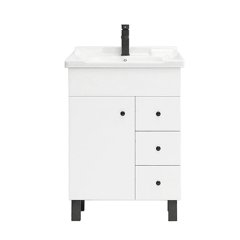 Mueble Vanitorio Blanco con Patas + Cubierta de Loza 856 Relieve 70x47x80 cm 1