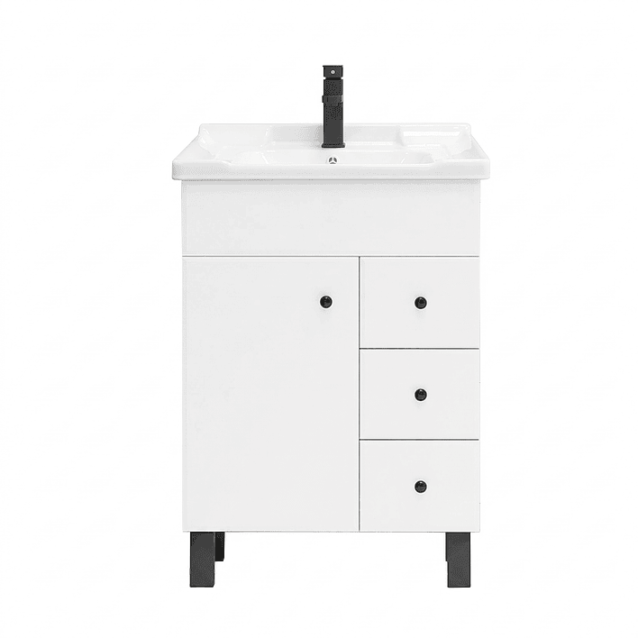 Mueble Vanitorio Blanco con Patas + Cubierta de Loza 856 Relieve 70x47x80 cm 1