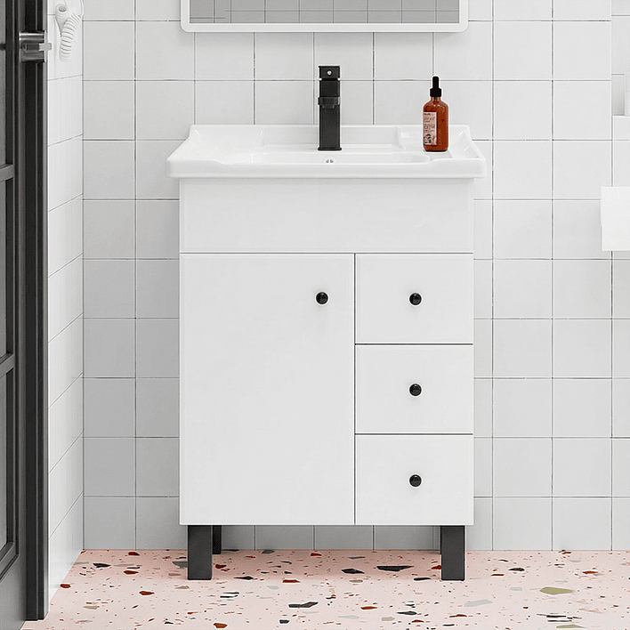 Mueble Vanitorio Blanco con Patas + Cubierta de Loza 856 Relieve 70x47x80 cm 2