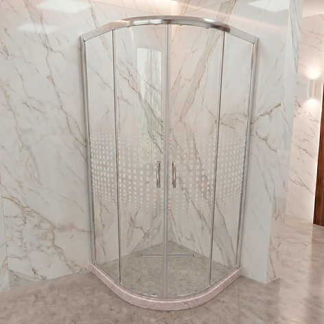Shower Door Curvo Barra a Piso Travertino Transparente 90x90x185 cm 3
