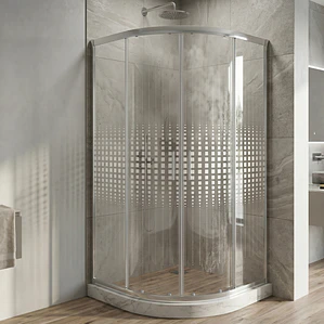Shower Door Curvo Barra a Piso Gris Mármol Transparente 90x90x185 cm