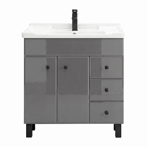 Mueble Vanitorio Gris con Patas + Cubierta de Loza 856 Relieve 80x47x80 cm 1