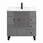 Mueble Vanitorio Gris con Patas + Cubierta de Loza 856 Relieve 80x47x80 cm - Miniatura 1