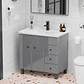 Mueble Vanitorio Gris con Patas + Cubierta de Loza 856 Relieve 80x47x80 cm - Miniatura 4