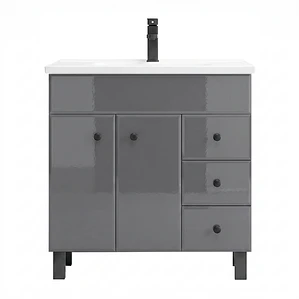 Mueble Vanitorio Gris con Patas + Cubierta de Loza Plana 80x47x80 cm