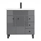 Mueble Vanitorio Gris con Patas + Cubierta de Loza Plana 80x47x80 cm - Miniatura 1
