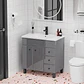 Mueble Vanitorio Gris con Patas + Cubierta de Loza Plana 80x47x80 cm - Miniatura 4