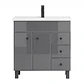 Mueble Vanitorio Gris con Patas + Cubierta de Loza Semi Plana 80x47x80 cm - Miniatura 1