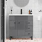 Mueble Vanitorio Gris con Patas + Cubierta de Loza Semi Plana 80x47x80 cm - Miniatura 2