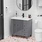 Mueble Vanitorio Gris con Patas + Cubierta de Loza Semi Plana 80x47x80 cm - Miniatura 4