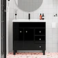 Mueble Vanitorio Negro con Patas + Cubierta de Loza Plana 80x47x80 cm - Miniatura 2