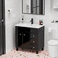 Mueble Vanitorio Negro con Patas + Cubierta de Loza Plana 80x47x80 cm - Miniatura 4