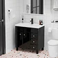 Mueble Vanitorio Negro con Patas + Cubierta de Loza Semi Plana 80x47x80 cm - Miniatura 4