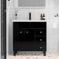 Mueble Vanitorio Negro con Patas + Cubierta de Loza Semi Plana 80x47x80 cm - Miniatura 2