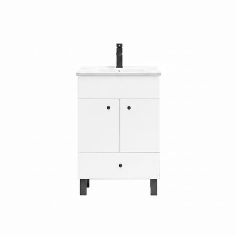 Mueble Vanitorio Blanco con Patas + Cubierta de Loza Plana 50x40x80 cm 1