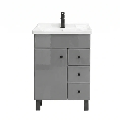 Mueble Vanitorio Gris con Patas + Cubierta de Loza 856 Relieve 70x47x80 cm 1