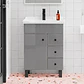 Mueble Vanitorio Gris con Patas + Cubierta de Loza 856 Relieve 70x47x80 cm - Miniatura 2