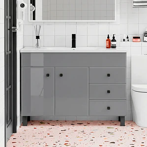 Mueble Vanitorio Joytek Gris con Patas + Cubierta de Loza 120x47x80 cm