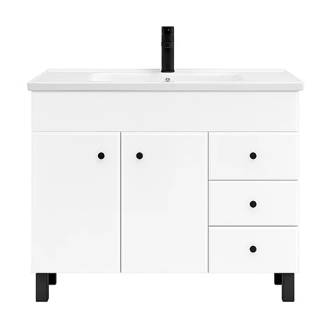 Mueble Vanitorio Joytek Blanco con Patas + Cubierta de Loza 100x47x80 cm 6