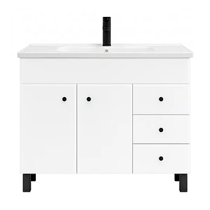 Mueble Vanitorio Joytek Blanco con Patas + Cubierta de Loza Plana 100x47x80 cm