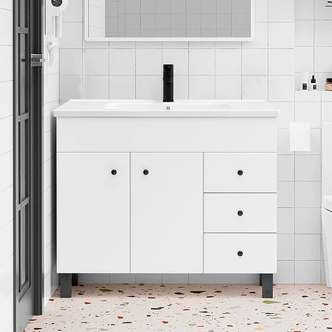 Mueble Vanitorio Joytek Blanco con Patas + Cubierta de Loza 100x47x80 cm 9