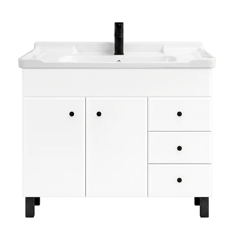 Mueble Vanitorio Joytek Blanco con Patas + Cubierta de Loza 100x47x80 cm 11