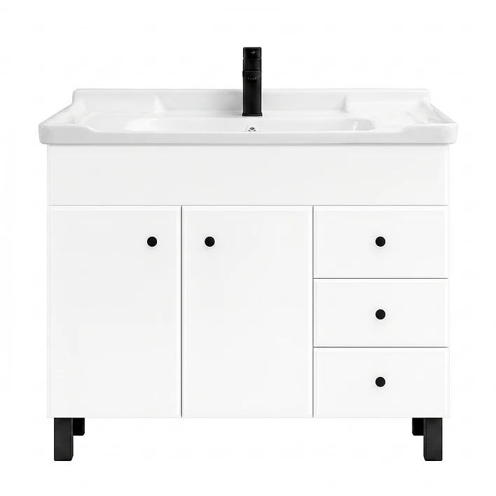 Mueble Vanitorio Joytek Blanco con Patas + Cubierta de Loza 100x47x80 cm 11